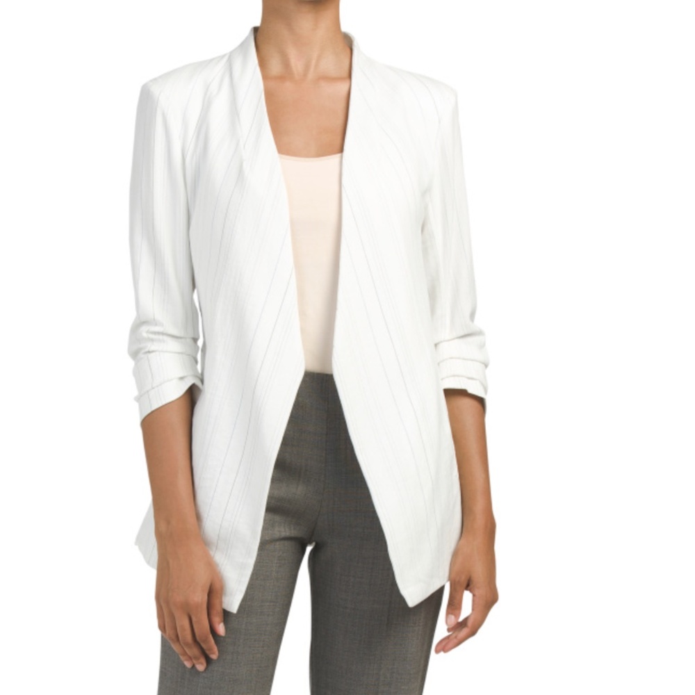 NWT Rachel Zoe Open Pinstripe Collarless Blazer